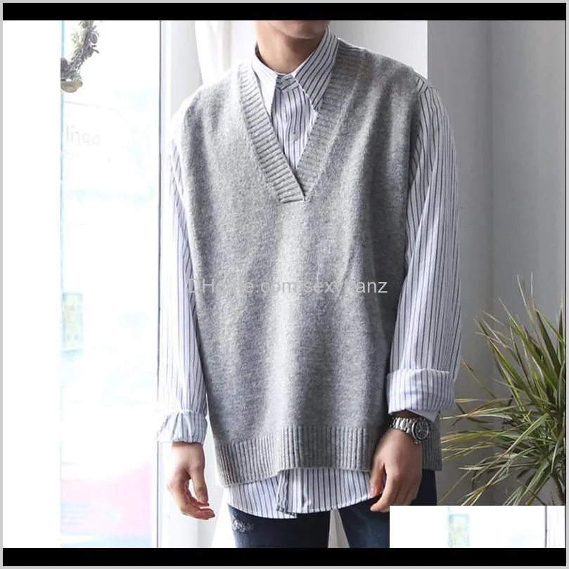 2021 winter men`s slim fit sleeveless cashmere knitting woolen pullover casual sweater waistcoat vest v-neck sleeve single knit1