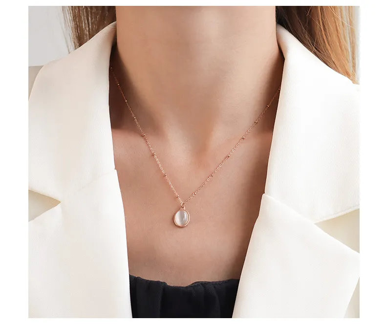 Söta halsband vintage vit imitation opal hänge halsband för kvinnor smycken tillbehör fest gåvor