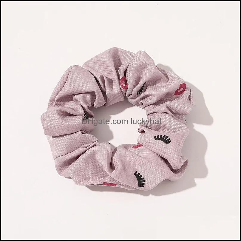 Fashion Red Lip Hair Scrunchie Elastic Hair Bands Cute Print Women Girls Headwear p[onytail Holder Girls Hair Accessories