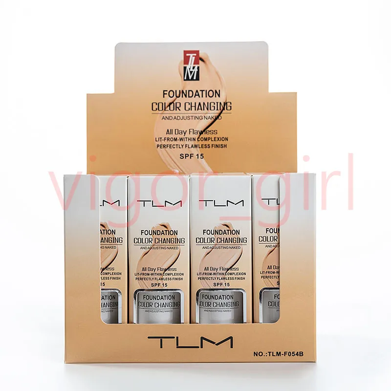 TLM Foundation Temperaturväxlande Komplexion Vätska Face Makeup Girl Beauty Waterproof Foundations Eppacket Ship