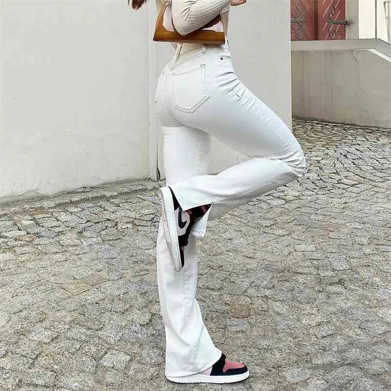 Vintage High Waisted White Y2K Parallel Jeans For Women For Girls Stylish  Fr Male Straight Split Denim Pants For Streetwear 210809 From Bai05, $22.45