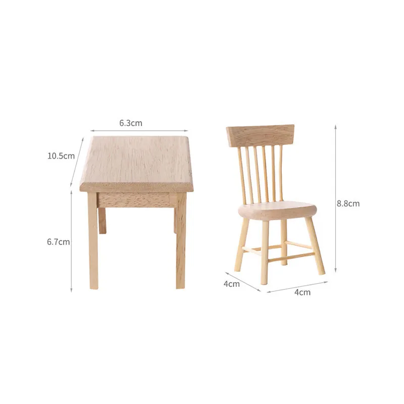 Muebles En Miniatura Para Casa De Muñecas 1:12 - Mesa Y 4 Sillas De Madera Negra, Decoración DIY Para Coleccionistas