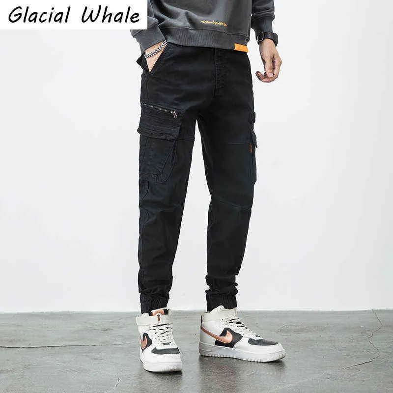 GlacialWhale Mens Cargo Pants Men Fashion New 2021 Side Pockets HipHop Joggers Male Japanese Streetwear Black Trousers Pants Men H1223