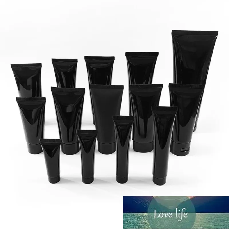 Packing Bottles Empty 10/15/20/30/40/50/60/80/100ML Bright Black PE Plastic Soft Squeeze Tube Refillable Cosmetics Cream Lotion