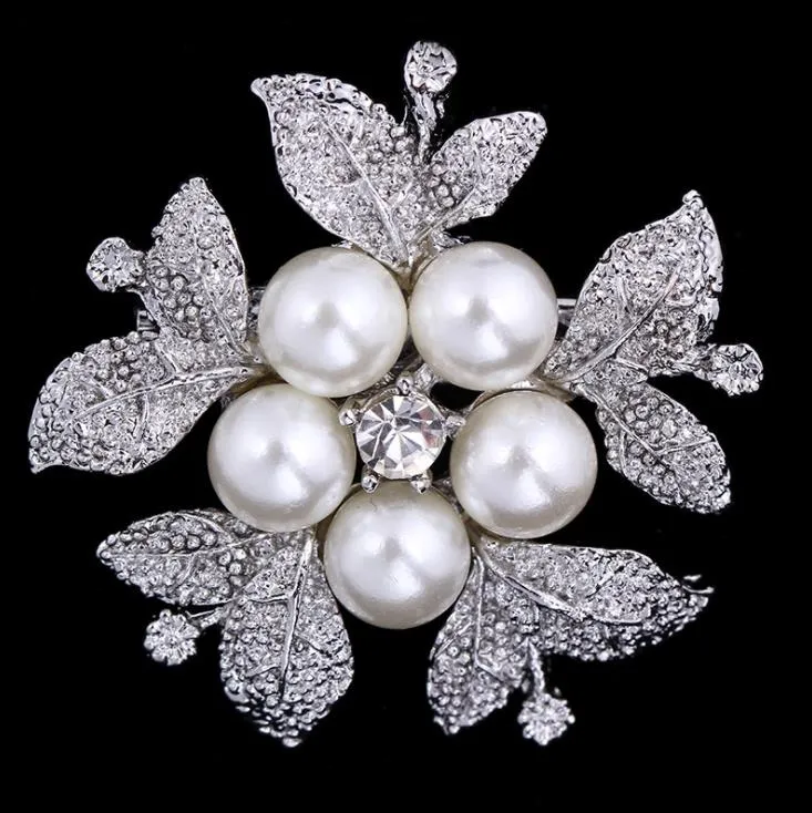 Pins, Jewelry Drop Delivery 2021 Sier/ Golden Tone Clear Rhinestone Crystal Flower Girls Fashion Pearl Brooch Wedding Bridal Bouquet