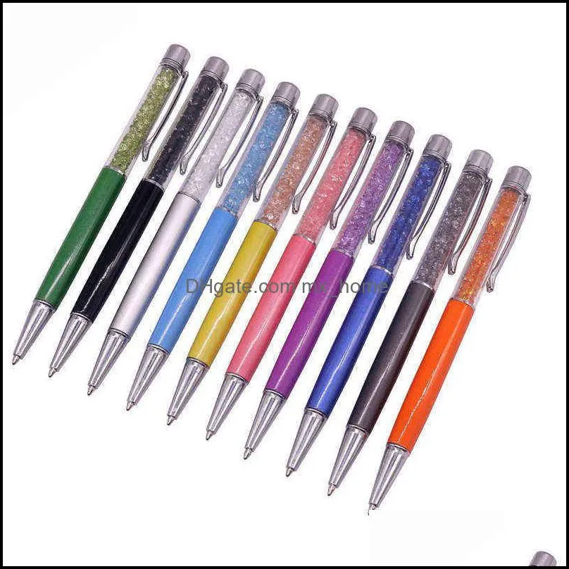 20 Pcs Crystal pen Metal ballpoint Gift Pen Capacitor Student stationery office writing promotion 220110