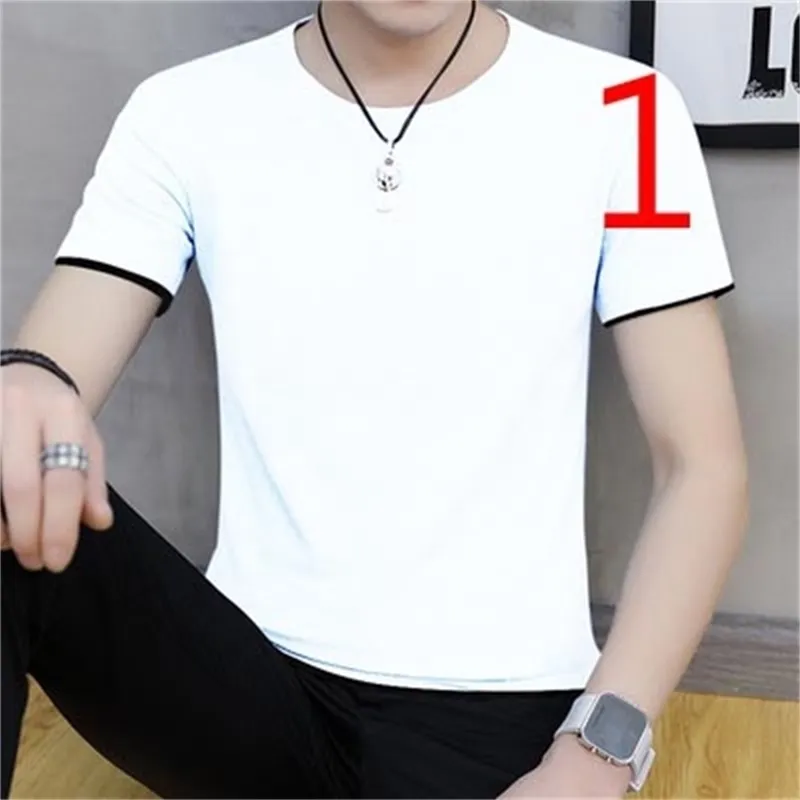 Tryckt kortärmad t-shirt herrvattenvattenmärke Koreanska versionen av trenden Mode Personlighet Man DX 210420