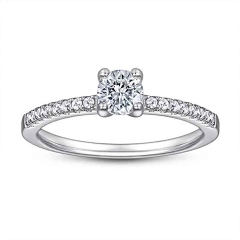 Pone Fashion 925 Sterling Sier Ring Ladi Smycken Fyra Persam Diamantring för Kvinnor Flickor Gåva