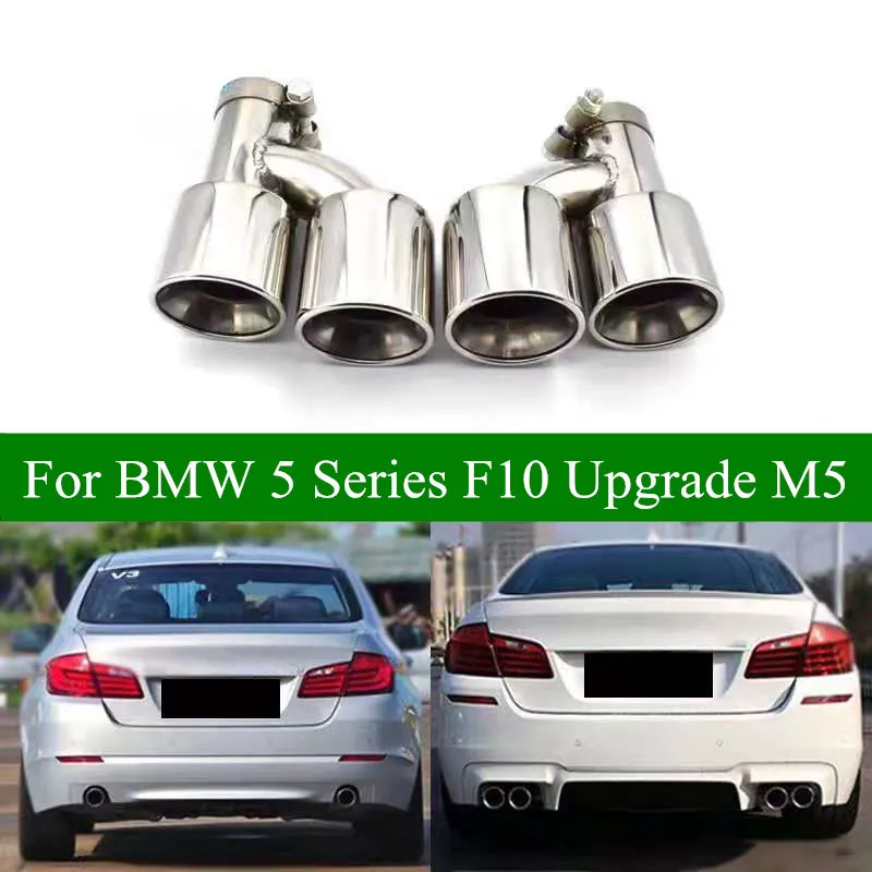 Pair H Style Titanium Black Exhaust Pipe For BMW 5 Series F10 F18 520 525 To Modify M5 Stainless Steel Car Muffler Tail Tips
