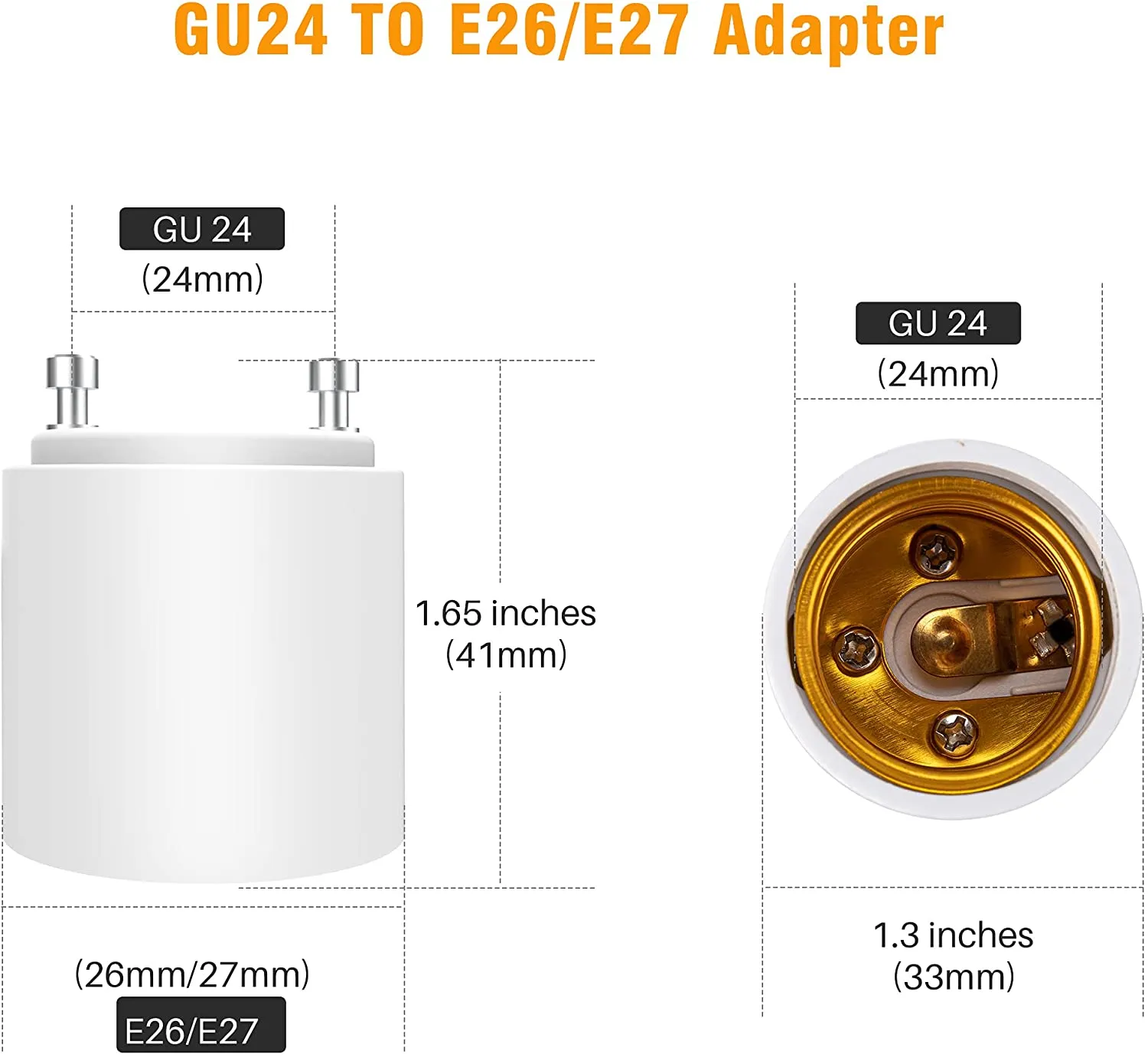 GU24 para E27 E26 Converter Material Provavelmente Material PBT Bulbo Adaptador Adaptador de Cobre Contato 60W 5 pcs / lote