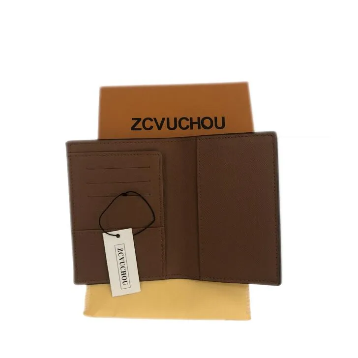 Titular de pasaporte para hombre de calidad superior Cartera de mujer Estampado de flores Titular de la tarjeta Monedero de cuero real para mujer Fundas para pasaportes con caja bolsa de polvo