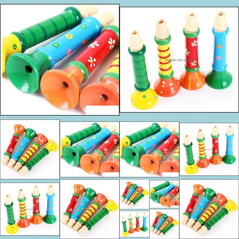 Toy Musical Instrument Multi-Color Baby kids Wooden Horn Hooter Trumpet Instruments Music Toys Learning & Education