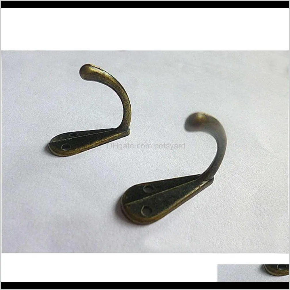 robe hooks bronze tone metal coat hook bag clothes hanging 2 holes hook single home bathroom accessories wx9-437