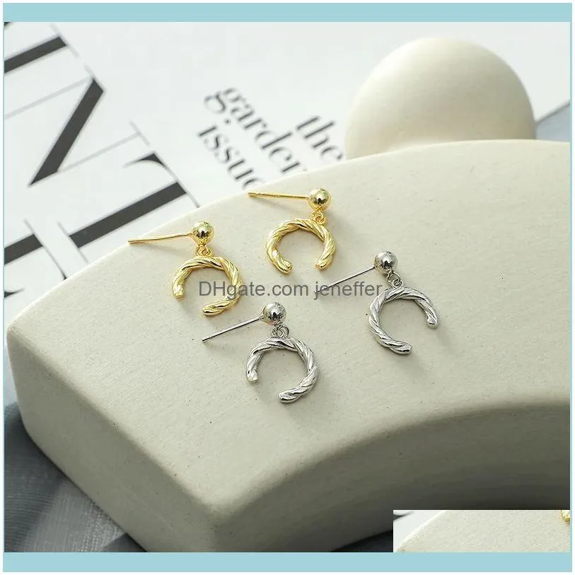 red S925 silver C-shaped personalized Fashion Net sweet simple cool Earrings