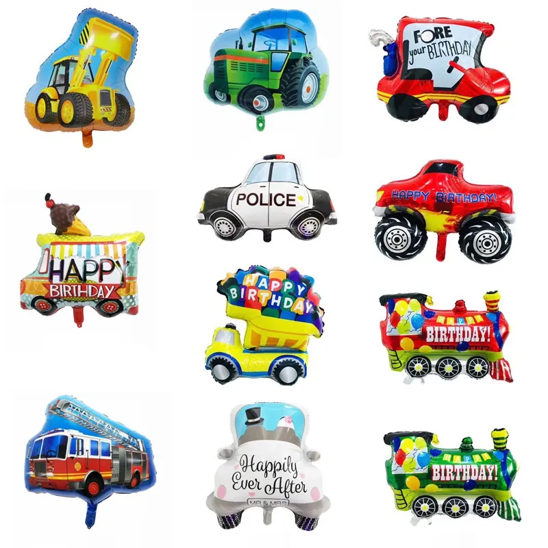 Автомобили партии воздушные шары 18 стилей с днем ​​рождения алюминиевый фильм мультфильм перевозки автомобиль воздушный шар