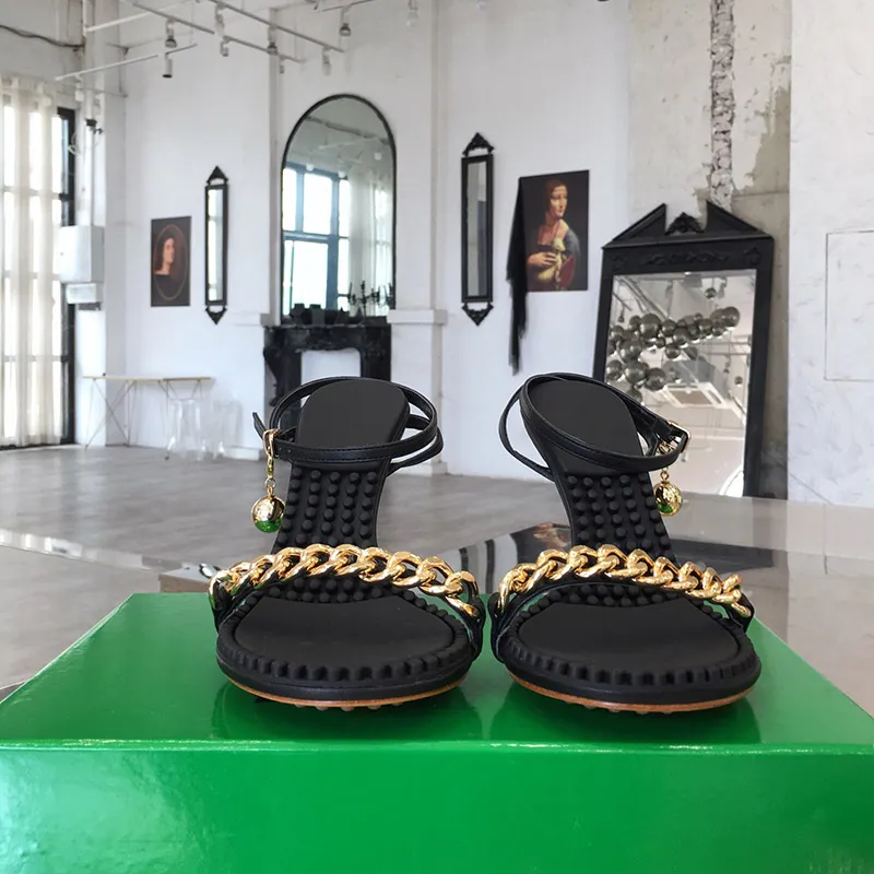 Designers Women`s Sandal Dot Leather sandals Luxury Flip Flop ladies mules fashion Wedding heel women shoes Ankle strap high heels 9cm Designer Slides