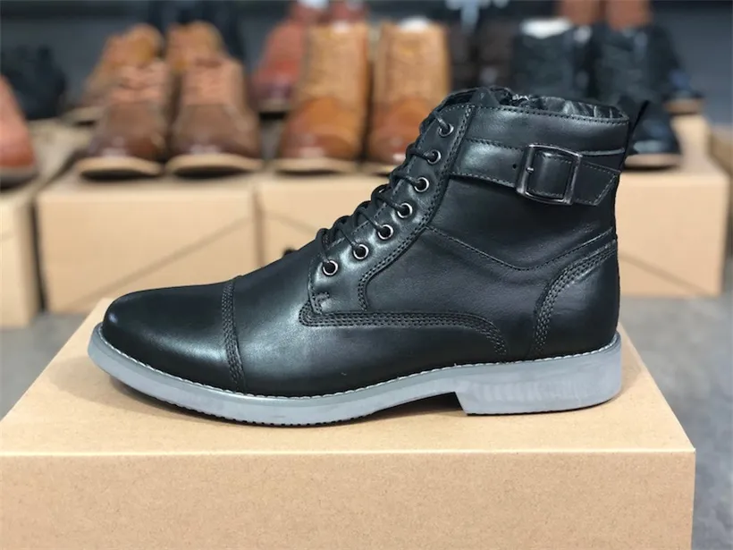 Mode män martin boot oxford spets upp formell klänning skor hög topp äkta läder sneakers manlig non-slip ankel stövlar fest bröllop sko 010