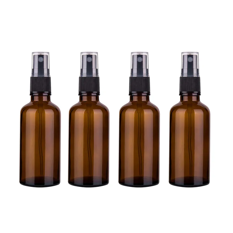 4PCS 50 ml Amber Glass Spray Bottle Fine Mist Sprayer Aromaterapi Parfym Atomizer Kosmetisk behållare Essentiell oljedispenser