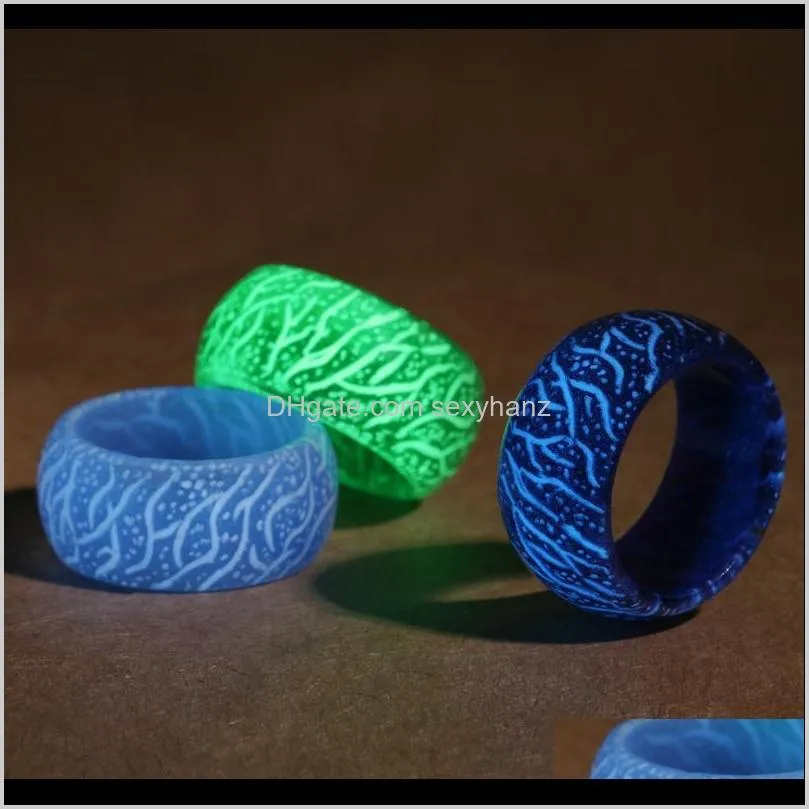 fashion colorful luminous resin ring women men fluorescent glowing rings jewelry glow in the dark finger ring band halloween