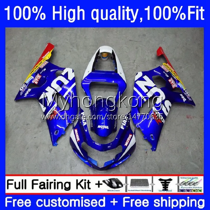 Injection Mold Fairings For SUZUKI GSX-R750 K1 750CC GSXR600 GSXR-750 01-03 19No.0 GSXR 600 750 CC 01 02 03 600CC GSXR-600 GSXR750 2001 2002 2003 OEM Bodys Factory Blue