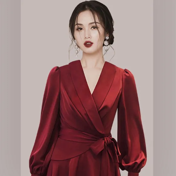 open lace back dress Andie Dress in Wine Chiffon – Ivy City Co main image 0