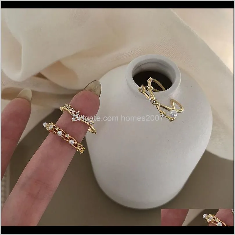 JewelryRhinestone Dames Ring Verstelbare Dames Ringen Gezamenlijke Simple Mode Sieraden Wedding Couples Trendy Gold Color Metal Anillos Drop Deli