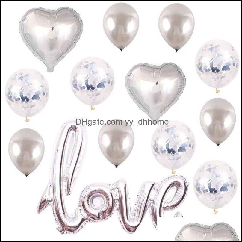 Romantic Latex Balloons Heart Shaped Love Foil Balloon for Valentines Day Wedding Birthday Decorations Kit JK2101XB