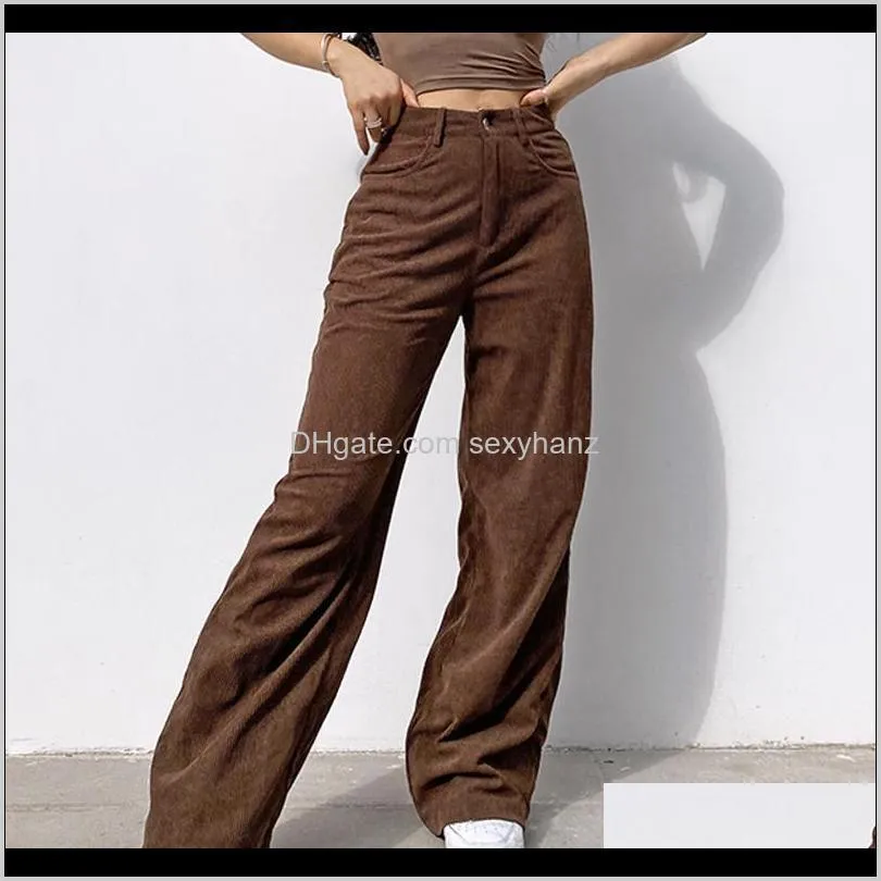 women pants 90s indie streetwear corduroy pants vintage teenager skater girl style baggy fashion high waist brown trousers1