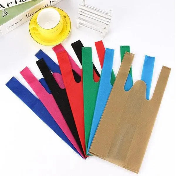 Foldable Non-Woven Fabric school bags Reusable Candy Color for