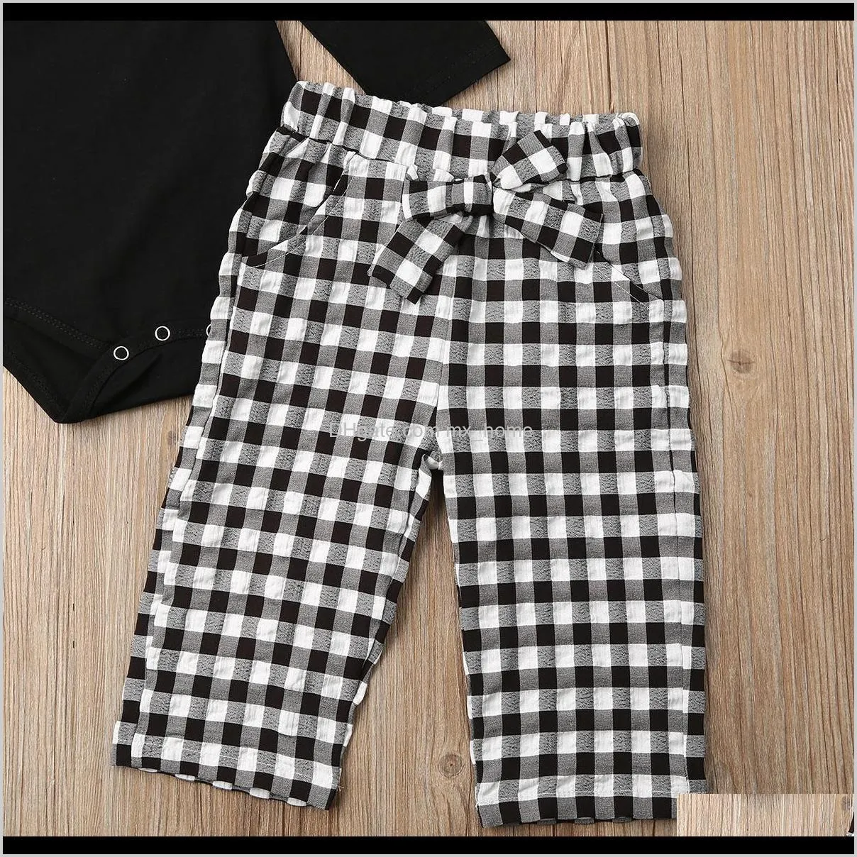 2pcs newborn kid baby girl clothes ruffle romper plaid wide pants autumn outfit