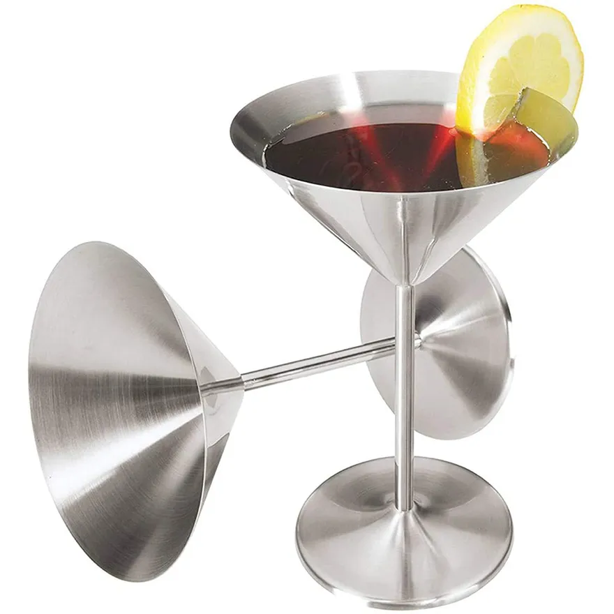 Bicchieri da cocktail Martini 200ml in acciaio inox placcato in acciaio inox placcato bicchiere di vetro tostatura tazza di vino rosso calice per la casa bar da sposa festa
