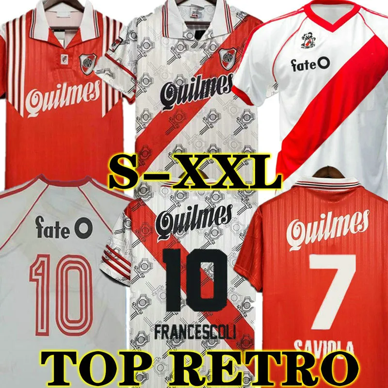 95 96 River Plate Soccer Jerseys 1995 1996 Retro Caniggia Salas Crespo Francescoli D.Trezeguet Vintage Camiseta Classic Shirt Kit 1986