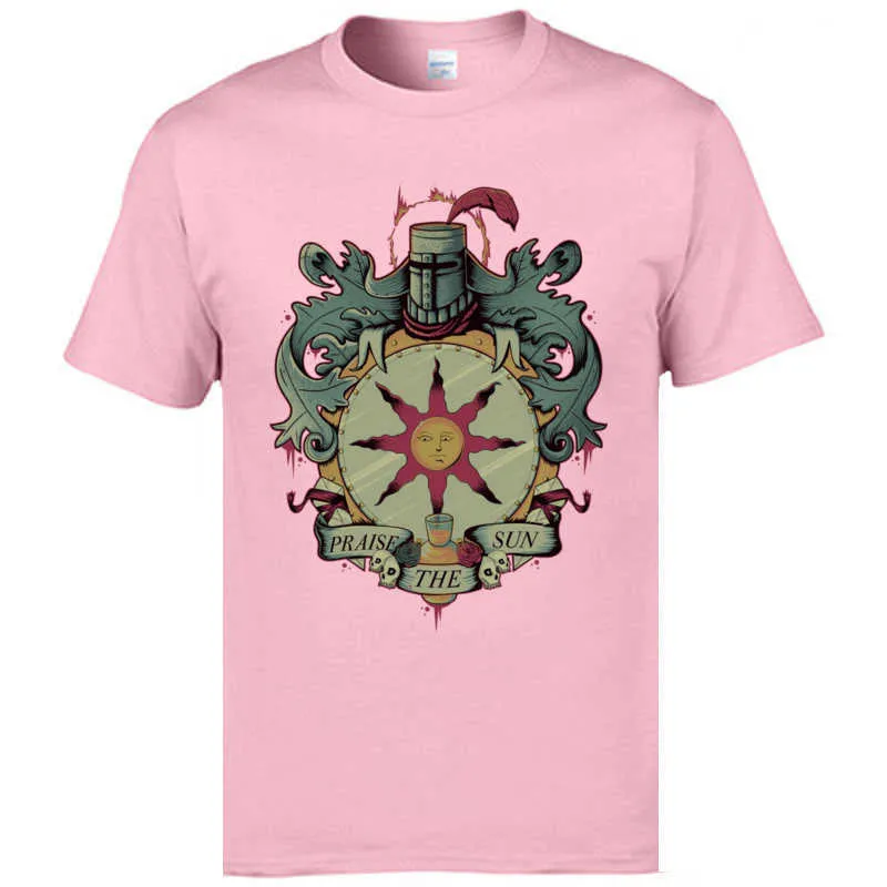 New Arrival Men Tops & Tees Crest of the sun Normal T Shirts 100% Cotton Fabric Short Sleeve Camisa T Shirt Round Neck Crest of the sun pink