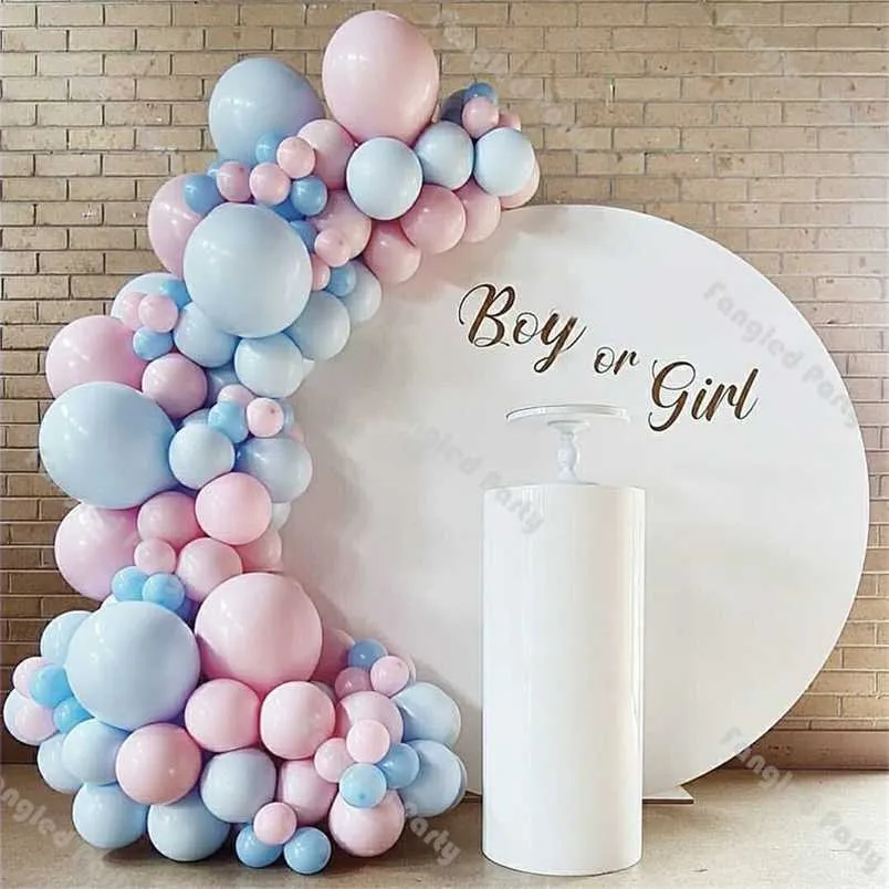 110 sztuk Baby Pink Balloon Garland Baby Shower Ballon Arch Płeć Wyświetl Macaron Blue Valentine Day Urodziny Wesele Decor 211216