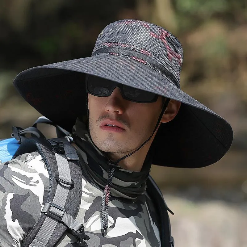 K51 Mens Wide Brim Mission Camo Bucket Hat For Outdoor Activities