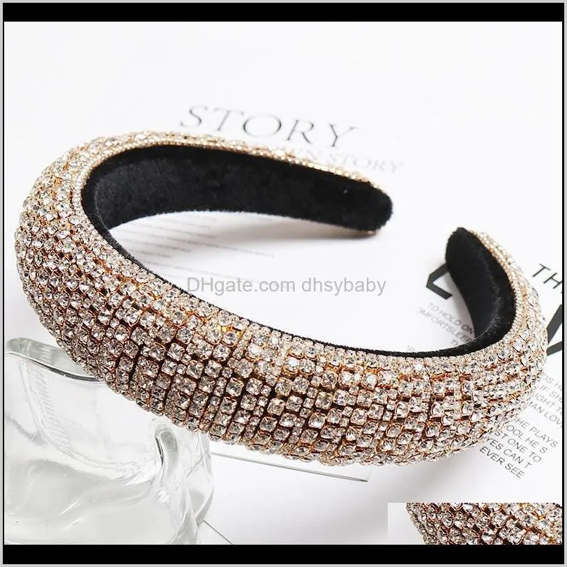 colorful baroque  headband for women luxury shiny padded diamond hairband hair accessories