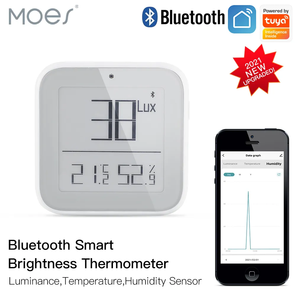 Moes Bluetooth controls Brightness control Thermometer Real-time Light Sensitive Temperature and Humidity Detector controler with Tuya Smart App