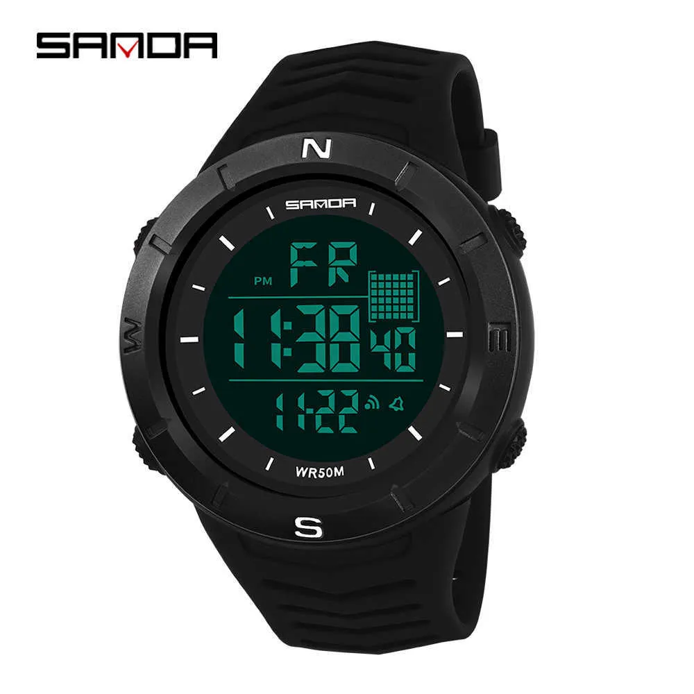 Sanda varumärke sportklocka män militär armé klockor väckarklocka stötdämpande vattentät digital klocka reloj hombre 6001 Q0524