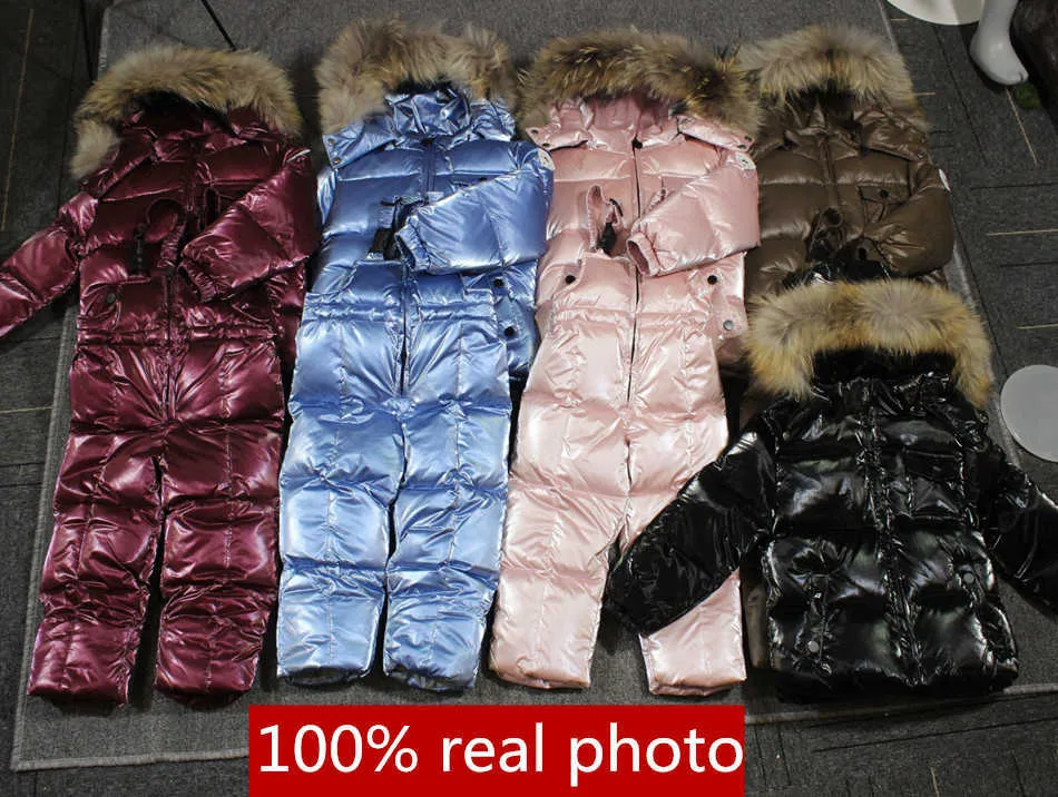 -30 Orangemomロシア冬のジャケットの女の子の男の子のコートの上着、暖かいアヒルダウン子供たちの服Shiny Parka Ski Snowsuit H0909