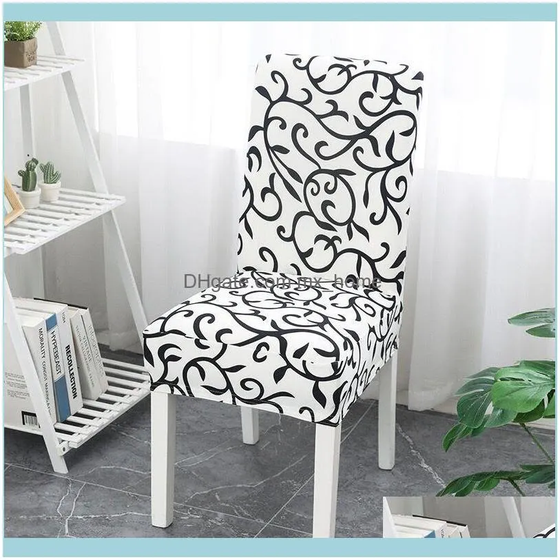 Chair Covers Flower Printed Geometric Kitchen Spandex Elastic Stretch Decoration Dining Seat Cushion Anti-dirty