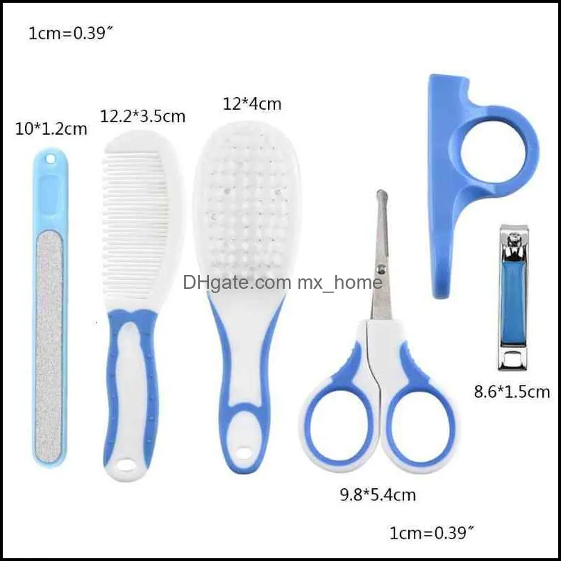 6pcs Set Baby Care Products Nail Set Newborn Infants Nail Clipper Scissors Hair Brush Kits Kids Cutter Grooming Kit
