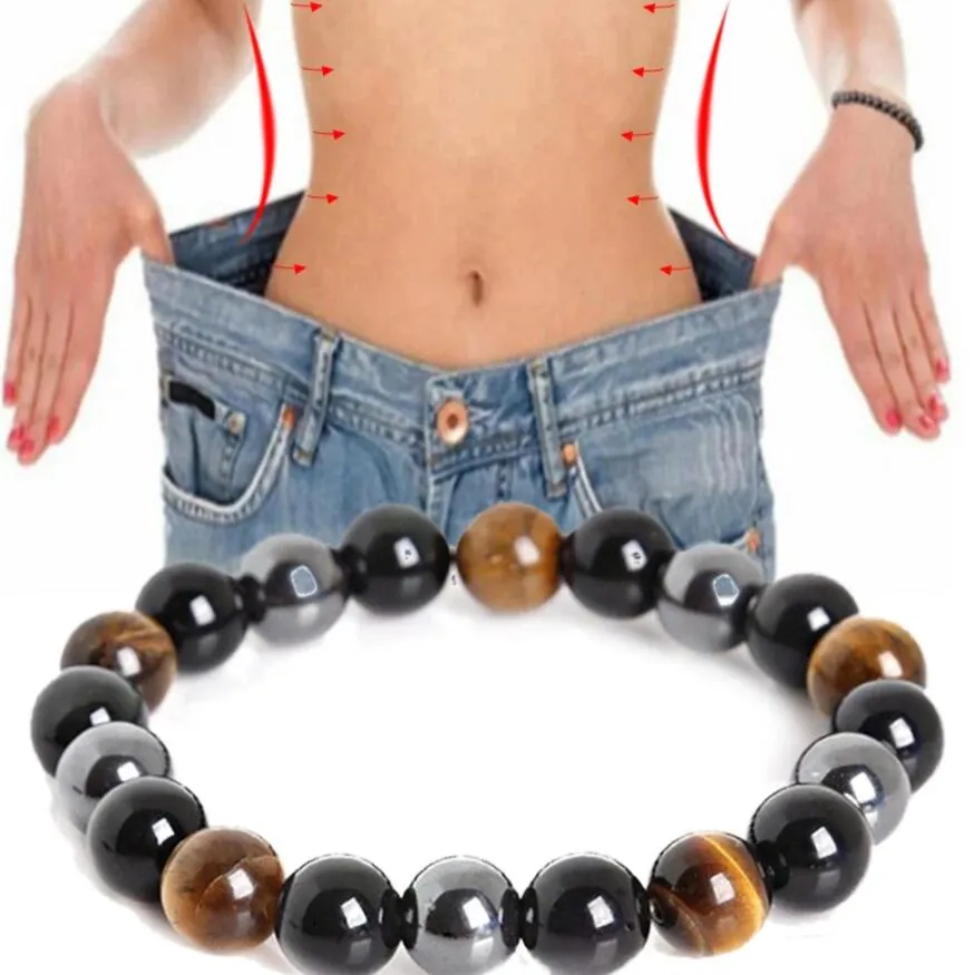 Black Magnetic Tiger Eye Hematite Stone Bead Couple Bracelet Health Care Magnet Men Women Help Weight Loss Jewelry