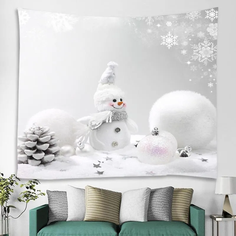 タペストリー販売-クリスマスタペストリー雪だるまクリスマス壁掛けアートカーペット布年の装飾ヨガブランケット