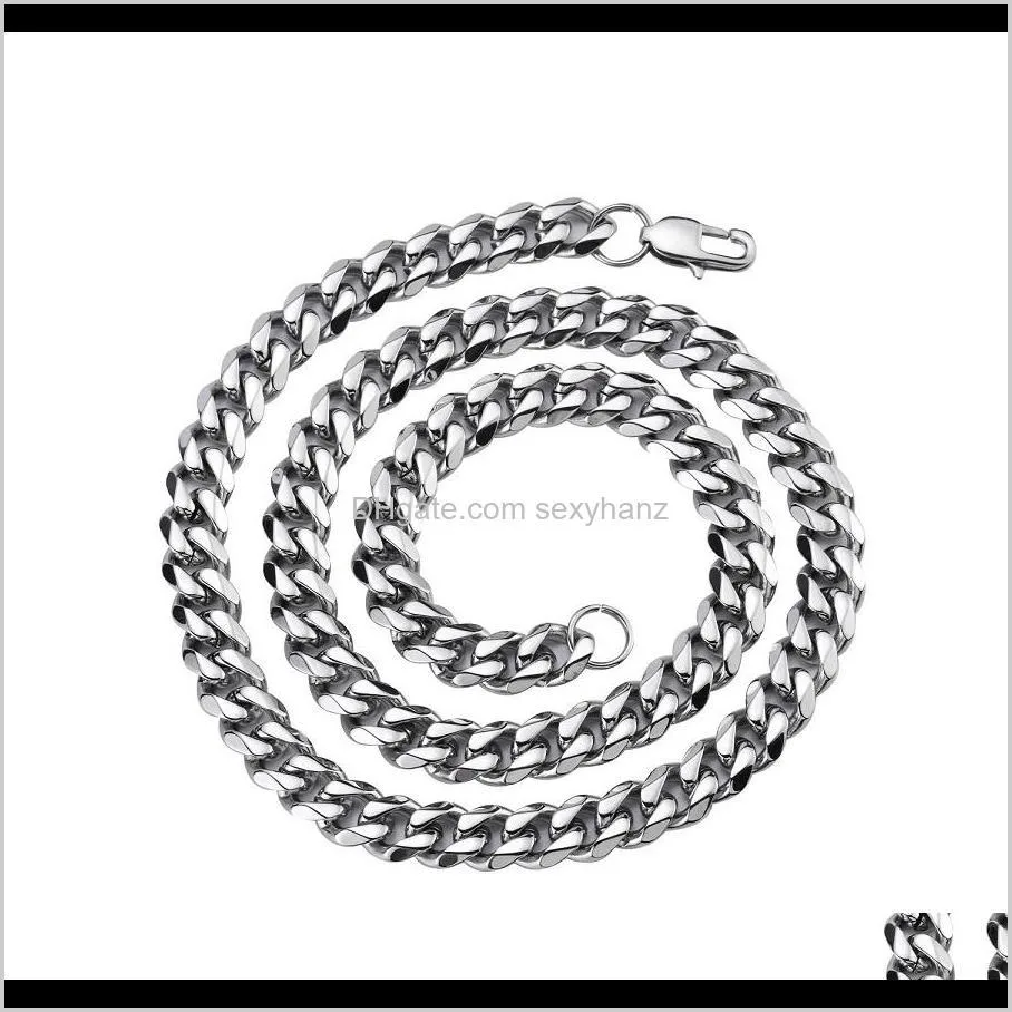 Trendy Mens Cuban Link Chain Necklaces Iced Out Hip Hop Jewelry 19inch 21inch Fashion Stainless Steel Silver Miami Cuban Chains For Men