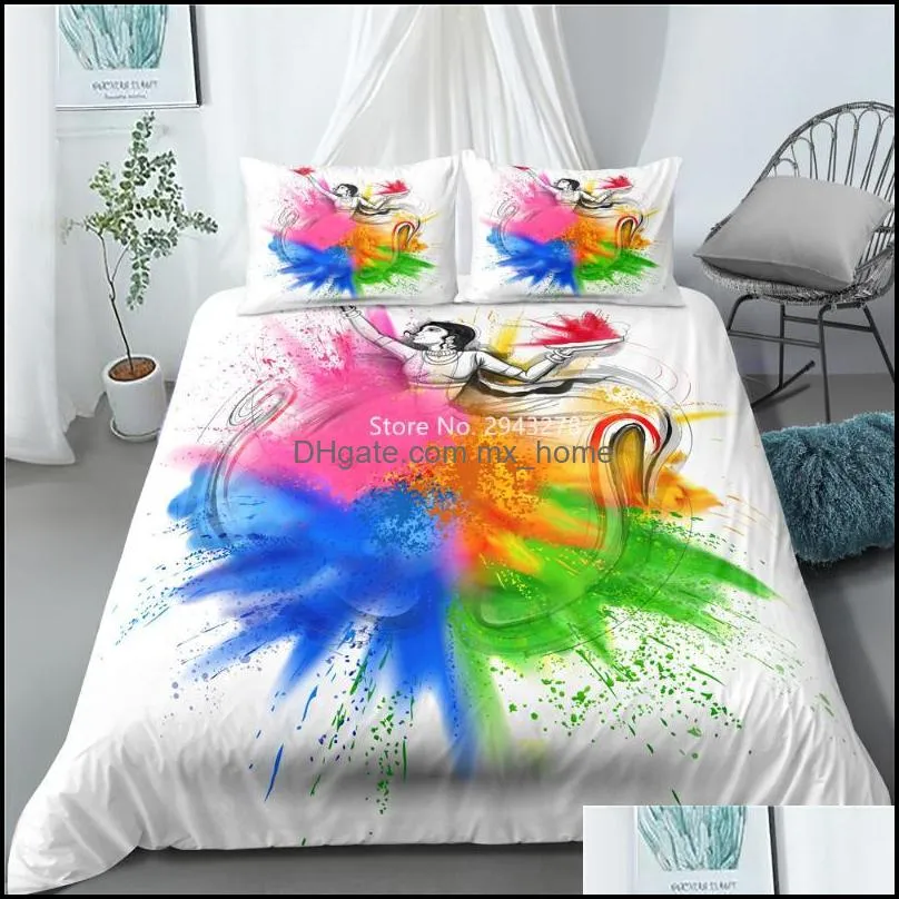 Adult Bedroom Decoration Home Textile Colorful Art Series Pattern Bedding Set Fashion Duvet Bed Cover Pillowcase Color Printing Sets