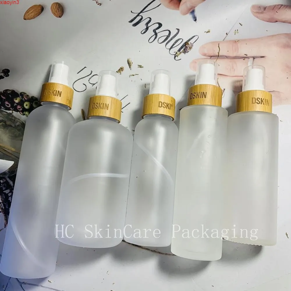 100Pcs Beauty Plastic Lotion Containers Bottles 250cc 250ml For Cosmetics Skin Care Packaging With Bamboo Lidgoods