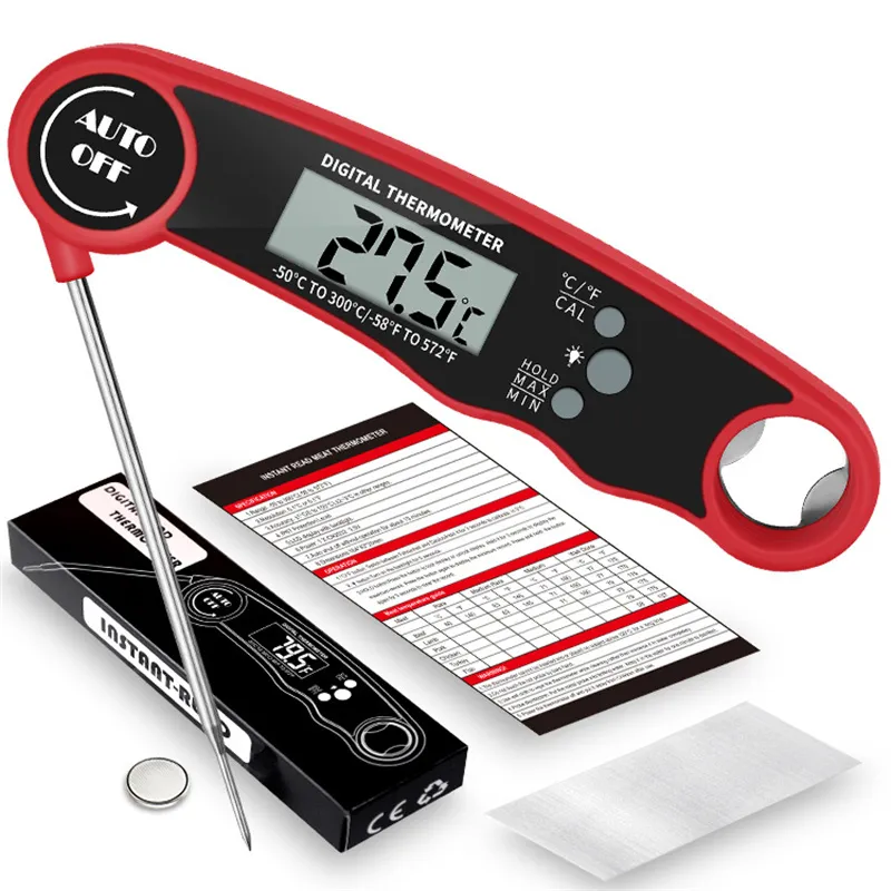 Voedselthermometer met achtergrondverlichting Digitale Instant Read-vleesthermometers voor het koken van voedsel in de keuken BBQ-melk Koffie en olie Frituren