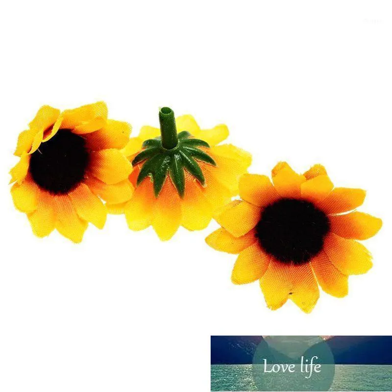 100 Pcs Artificial Sunflower Little Daisy Gerbera Flower Heads for Wedding Party Decor (Yellow&Coffee)1