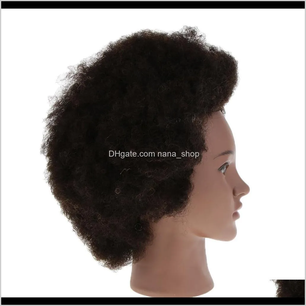 Teste Cosmetologia Testa di manichino afro W Capelli di yak per intrecciare Pratica di taglio Qyhxo Dtpyn276F