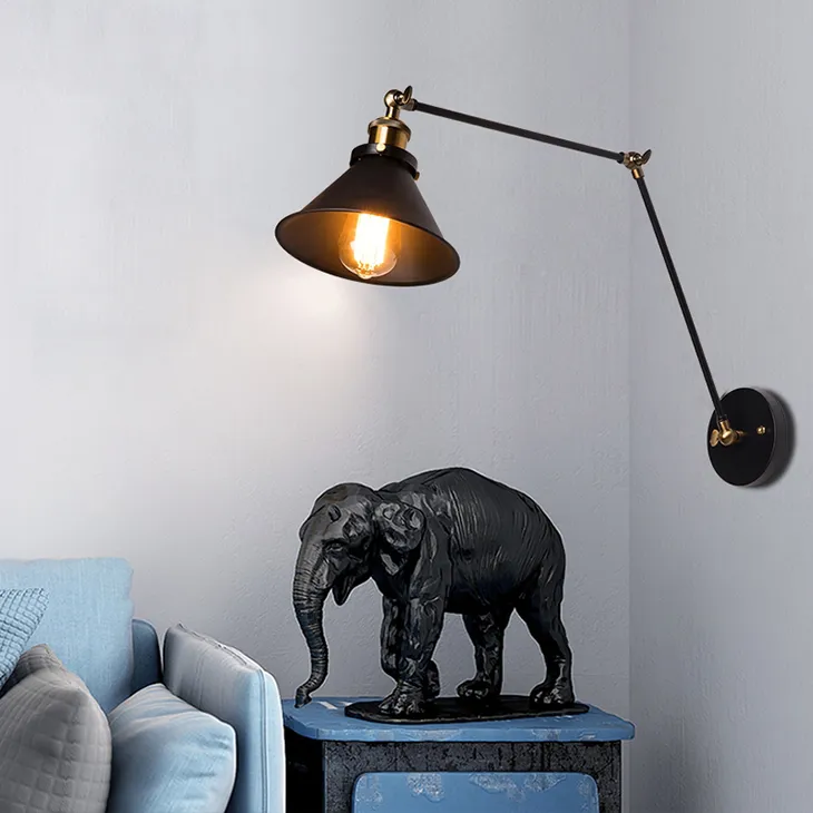 Loft Industrial Transhable Long Swing Arm Wall Lamp